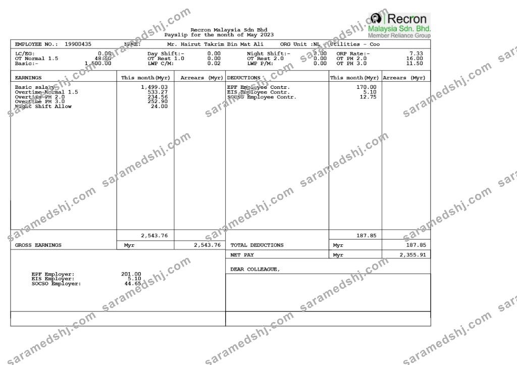 Recron Malaysia payslip template in Word and PDF formats.pdf, 1